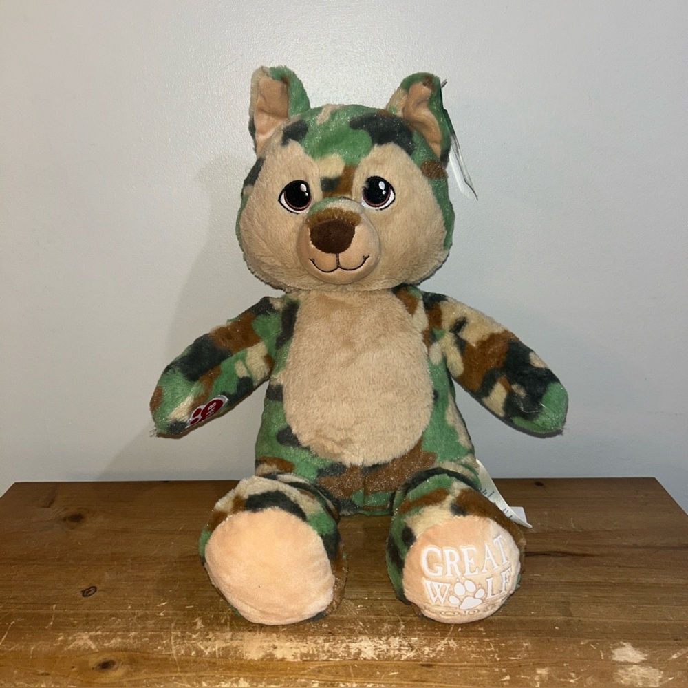 Great Wolf Lodge Build A Bear Camo Stuffed Animal BAB 16" Camouflage Plush NWT